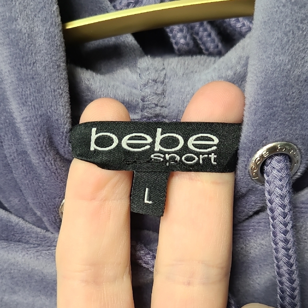 Bebe Sport Lavender Gray Velour Hoodie and Joggers Set Large - Picture 2 of 16